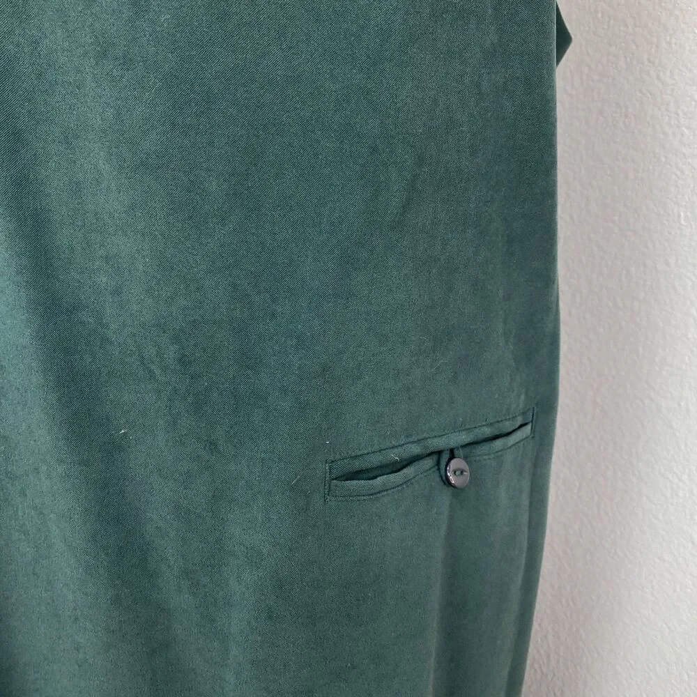 CJ Banks Forest Green Maxi Jumper Dress 14W Pocket Embroidery Trees Dark Academa